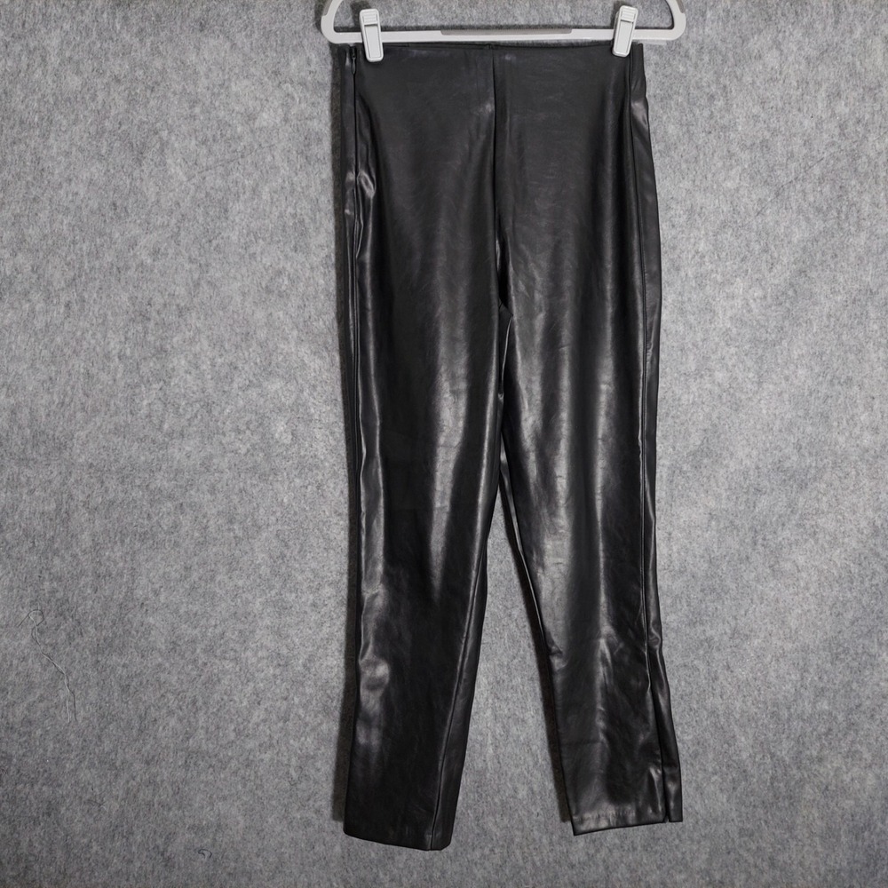 Old Navy Women Pants 4 Black Faux Leather Straight Leg High Rise Moto Biker Edgy